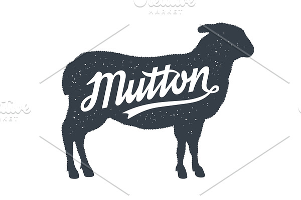 Mutton, Sheep, Lamb. Lettering