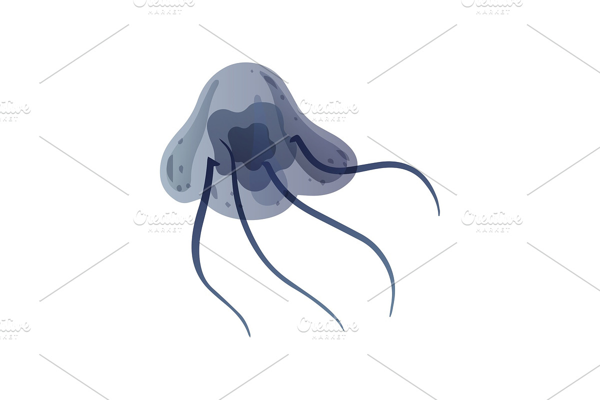 Jellyfish, Beautiful Grey Swimming in Illustrations - product preview 8
