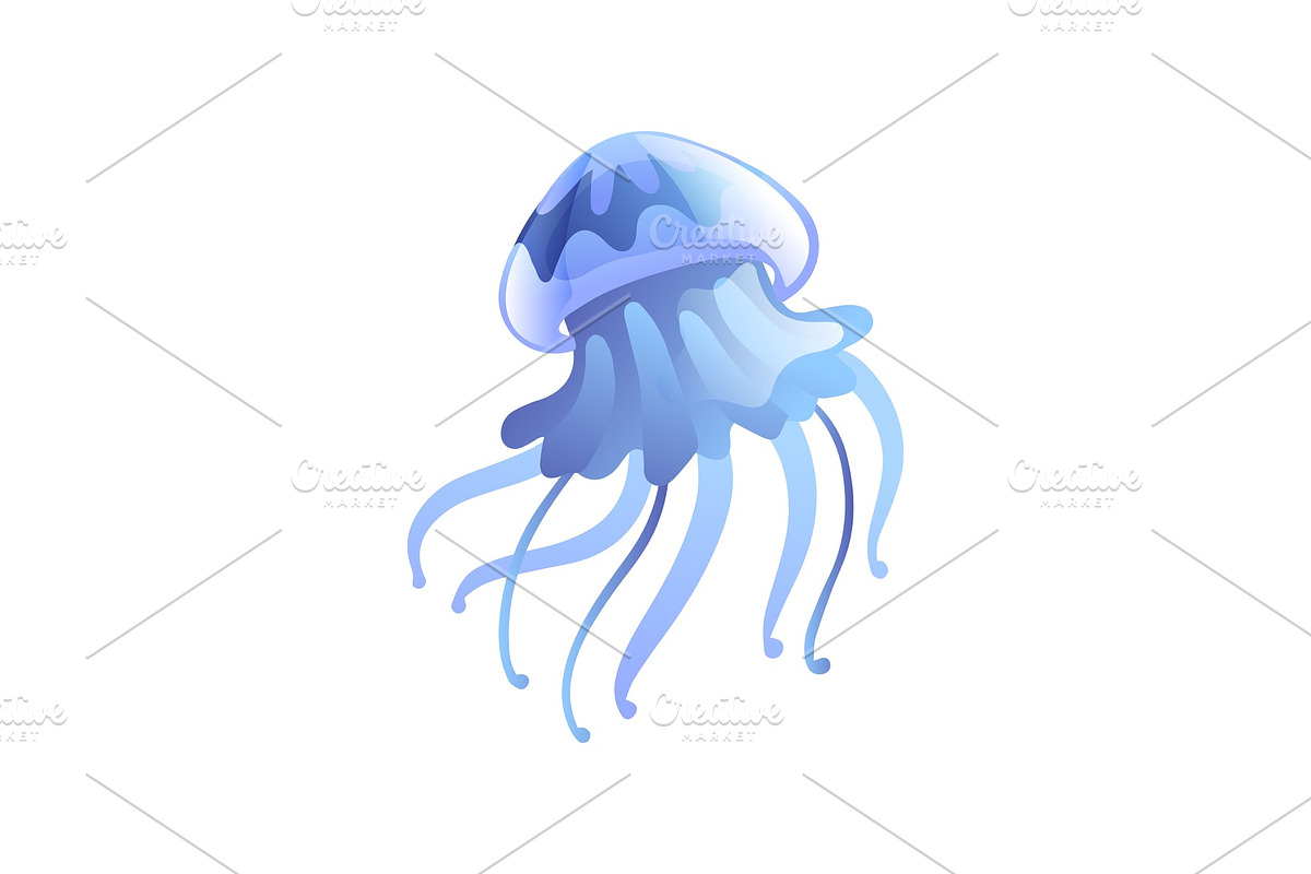 Jellyfish, Beautiful Light Blue in Illustrations - product preview 8