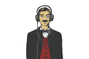 Gentleman with headphones vector