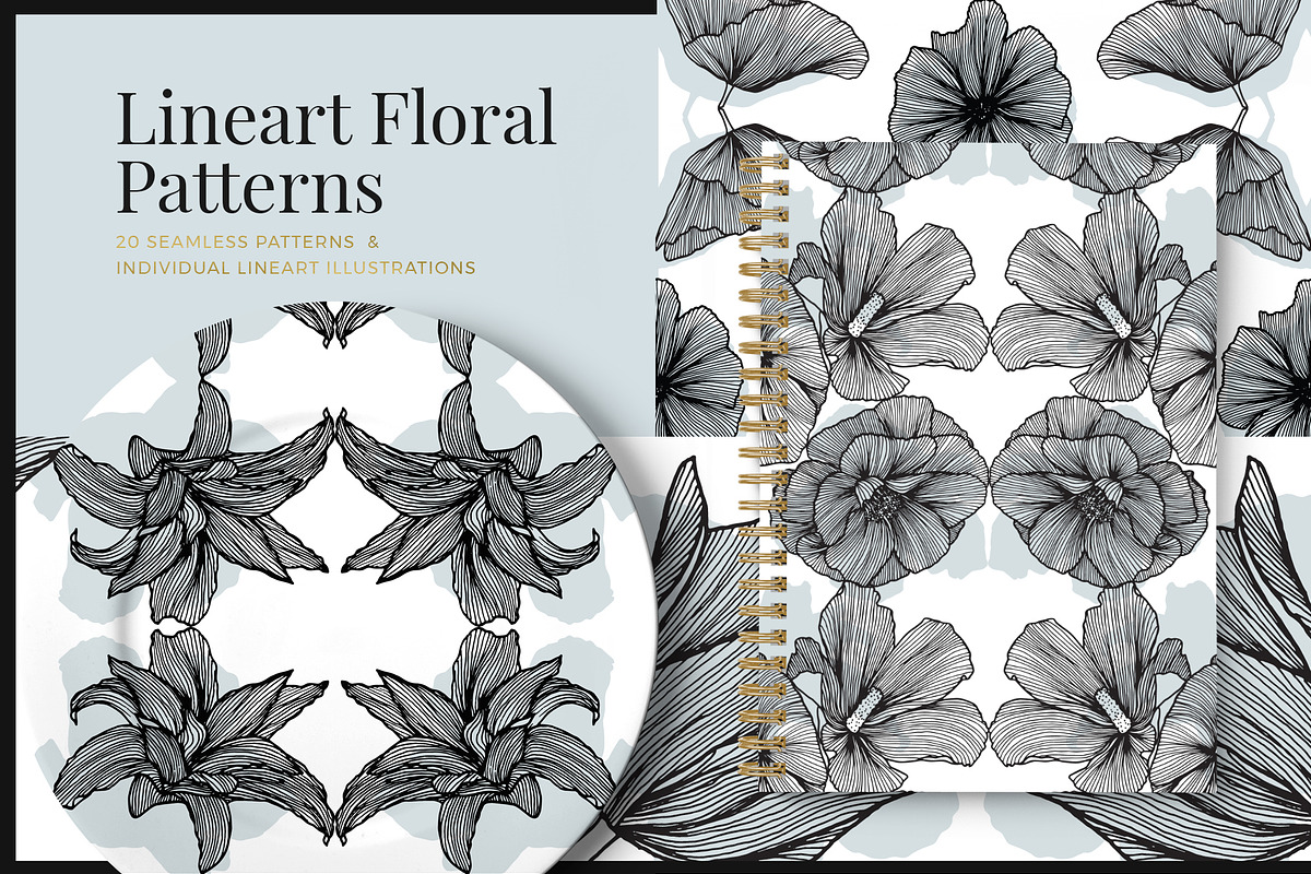 Lineart Floral Patterns & Elements in Patterns - product preview 8