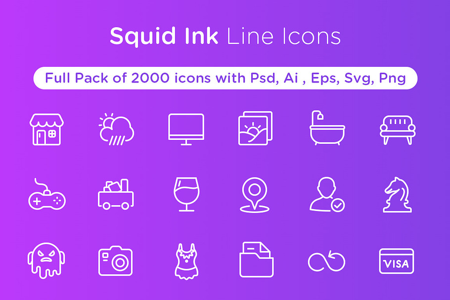 Squid Ink Line Icon Pack in Icons Packs - product preview 8