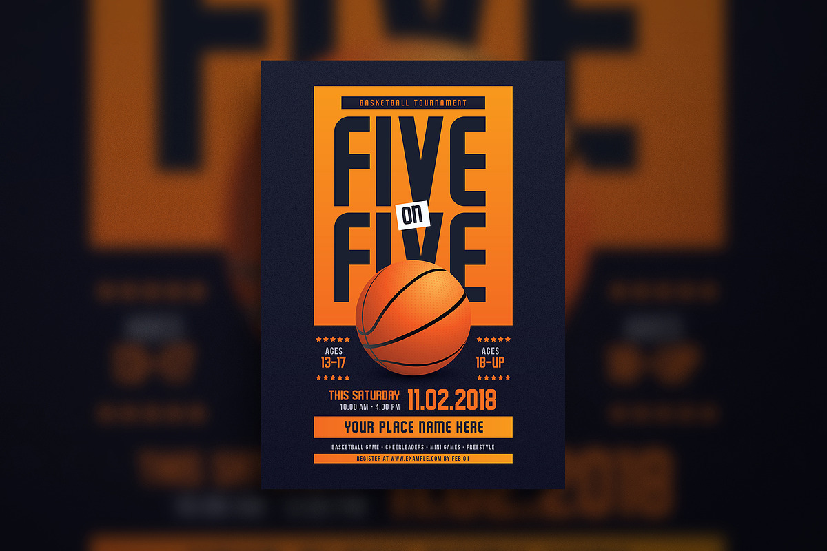5 On 5 Basketball Tournament Flyer in Flyer Templates - product preview 8