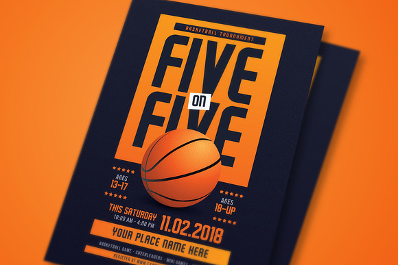 5 On 5 Basketball Tournament Flyer in Flyer Templates - product preview 1