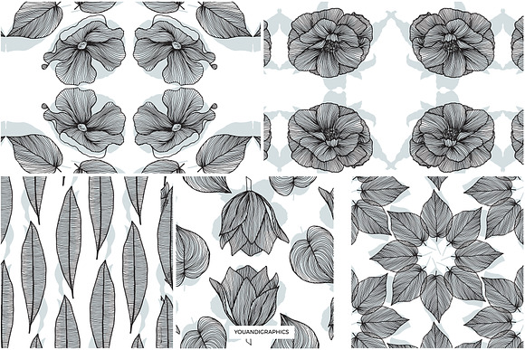 Lineart Floral Patterns & Elements in Patterns - product preview 14