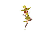 Beautiful Witch with Magic Wand