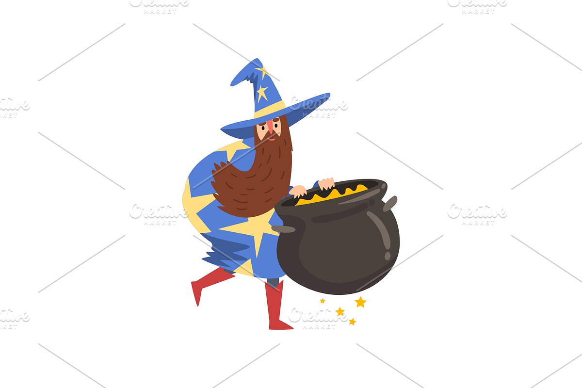 Male Sorcerer with Cauldron of in Illustrations - product preview 8