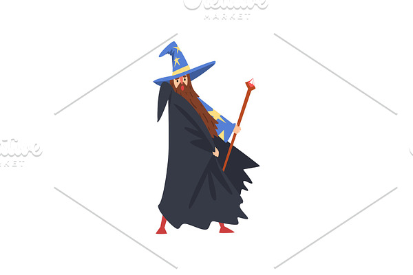Male Sorcerer with Magic Staff