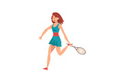 Female Tennis Player with Racket in
