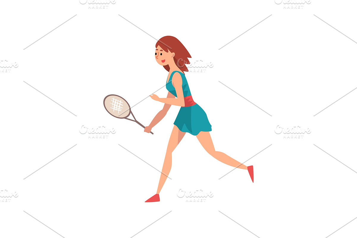 Young Female Tennis Player with in Illustrations - product preview 8