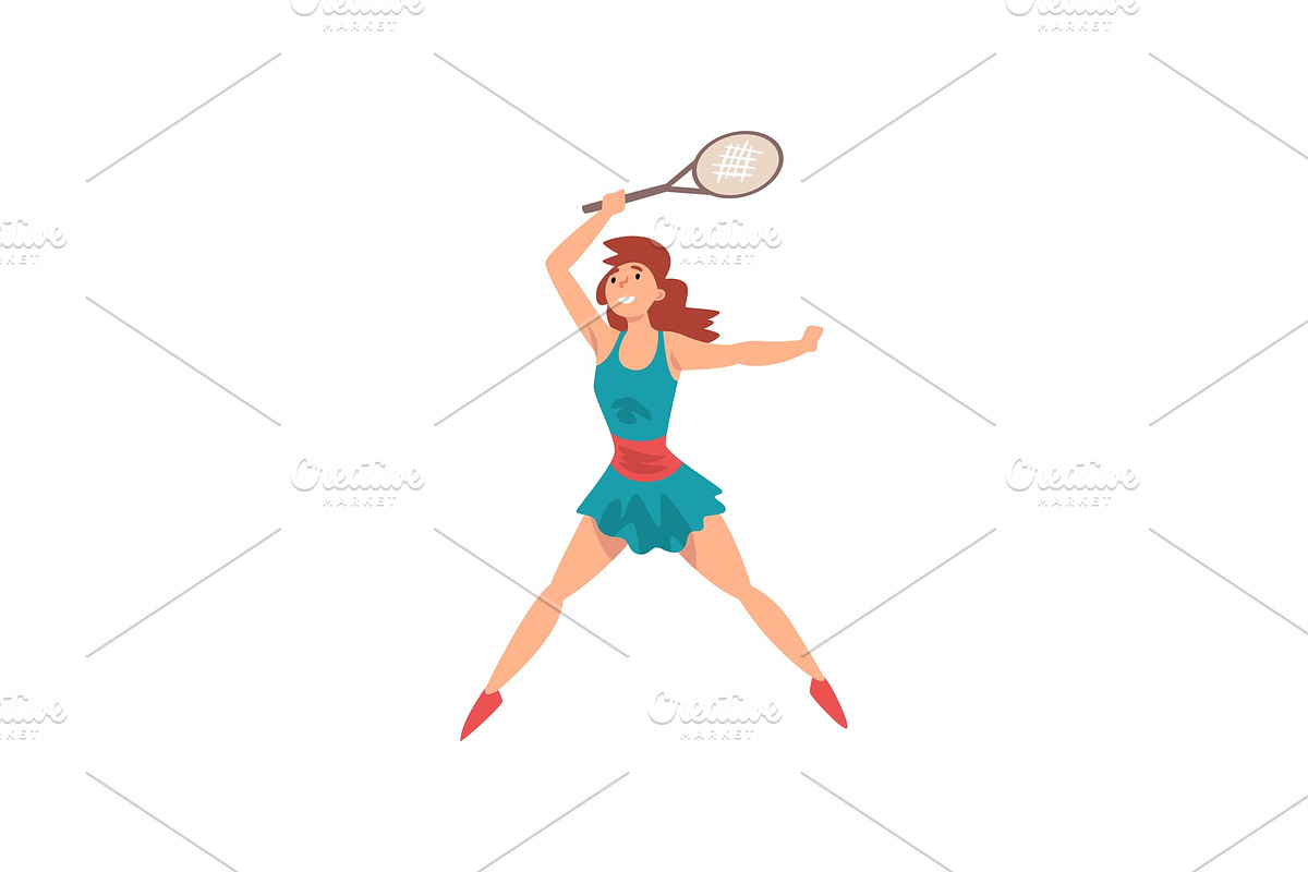 Young Female Tennis Player with in Illustrations - product preview 8