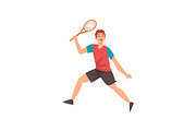 Male Tennis Player with Racket in