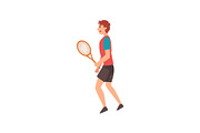 Male Tennis Player with Racket in