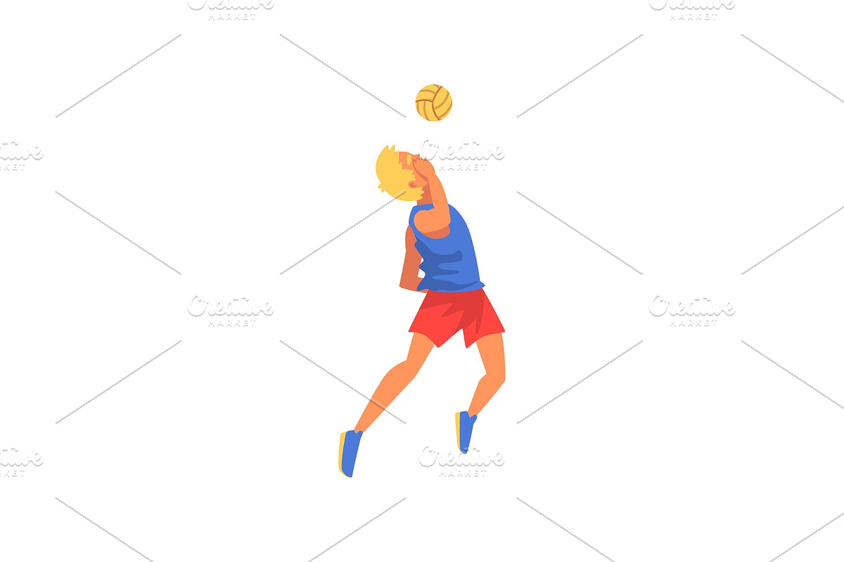 Man Playing Volleyball with Ball in Illustrations - product preview 8