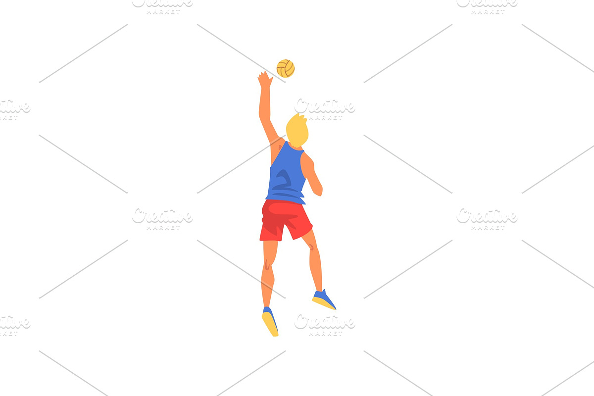 Male Volleyball Player with Ball in Illustrations - product preview 8