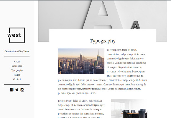 One West - Clean & Minimal WP Theme in WordPress Blog Themes - product preview 1