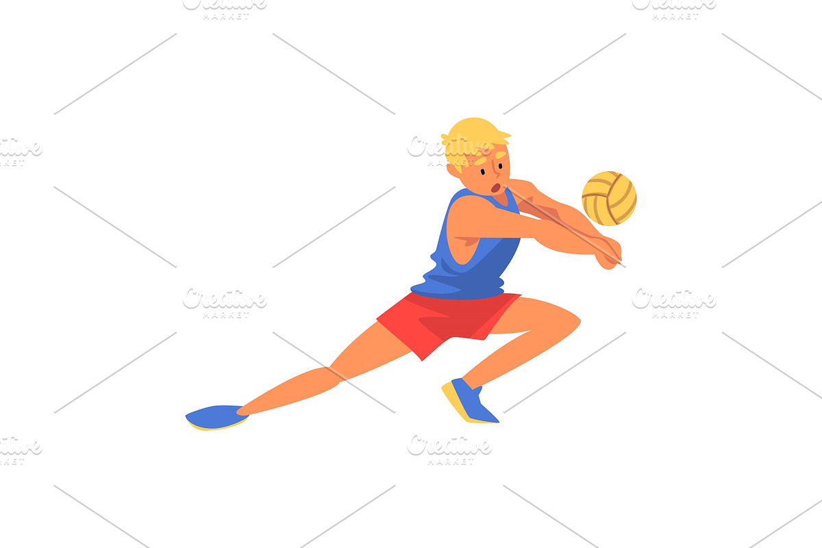 Man Volleyball Player Playing with in Illustrations - product preview 8