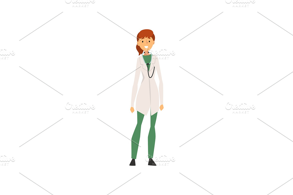 Young Woman Weaing White Coat in Illustrations - product preview 8
