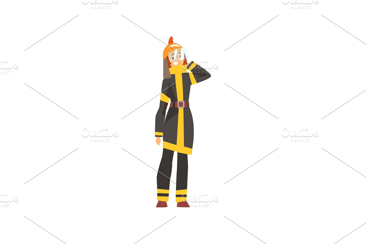 Woman Fireman in Uniform and in Illustrations - product preview 8