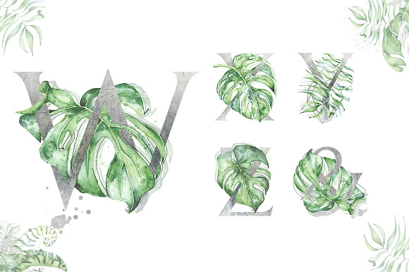 Silver Monstera - tropical alphabet in Objects - product preview 4