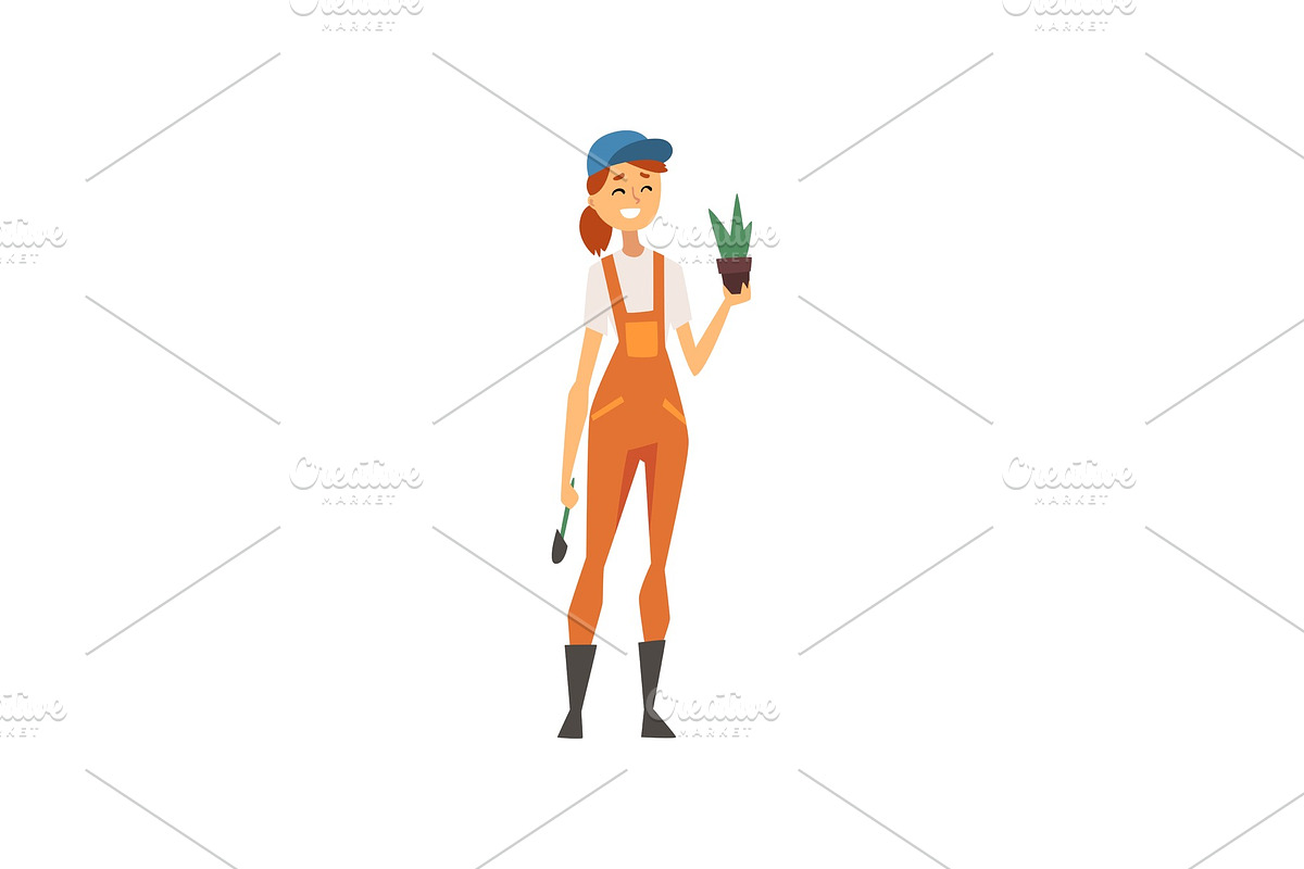Young Woman Wearing Overalls in Illustrations - product preview 8