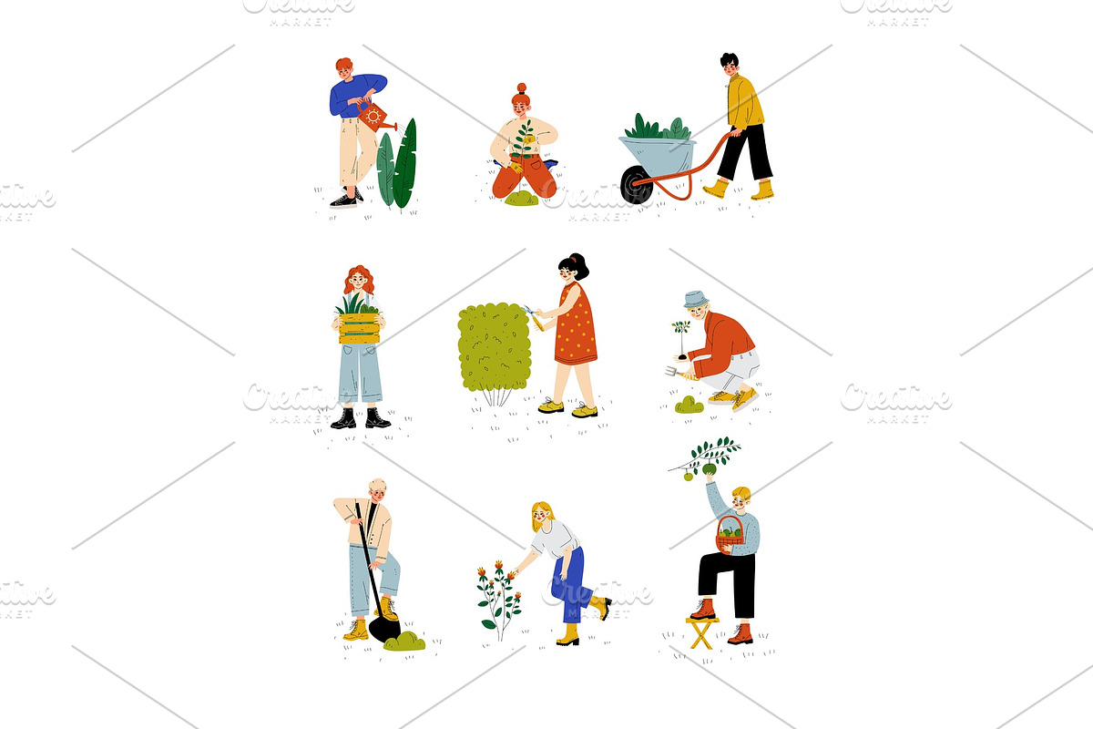 People Working in Garden or Farm in Illustrations - product preview 8