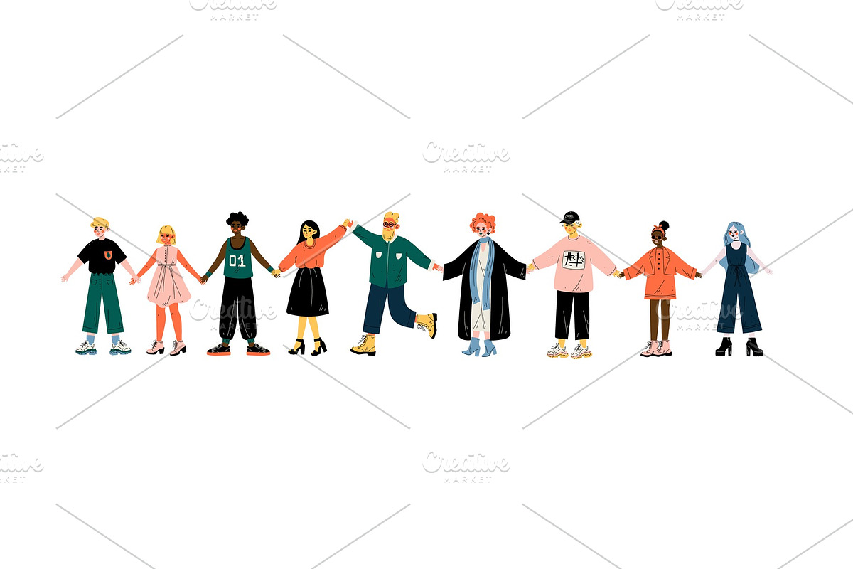 Multicultural People Standing in in Illustrations - product preview 8