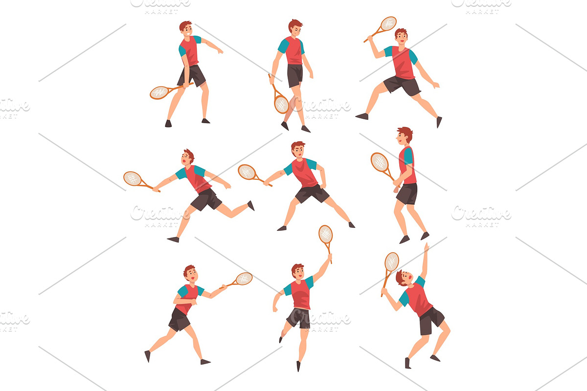 Young Man Playing Tennis Set in Illustrations - product preview 8
