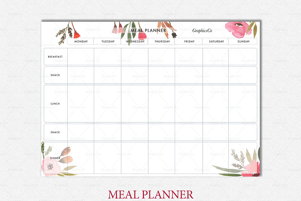 Botanical meal planner printable