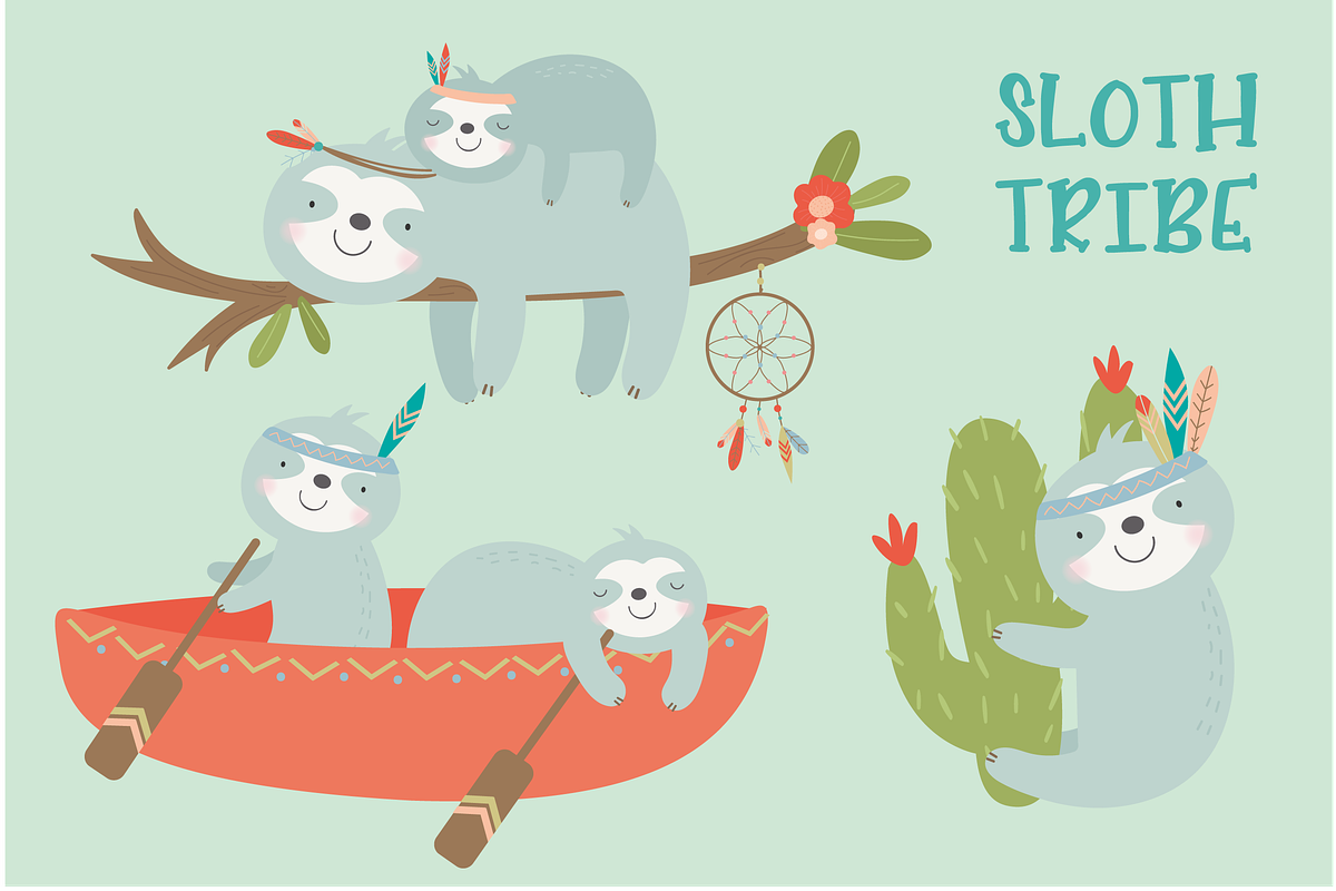 Sloth Tribe in Illustrations - product preview 8