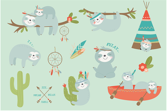 Sloth Tribe in Illustrations - product preview 1