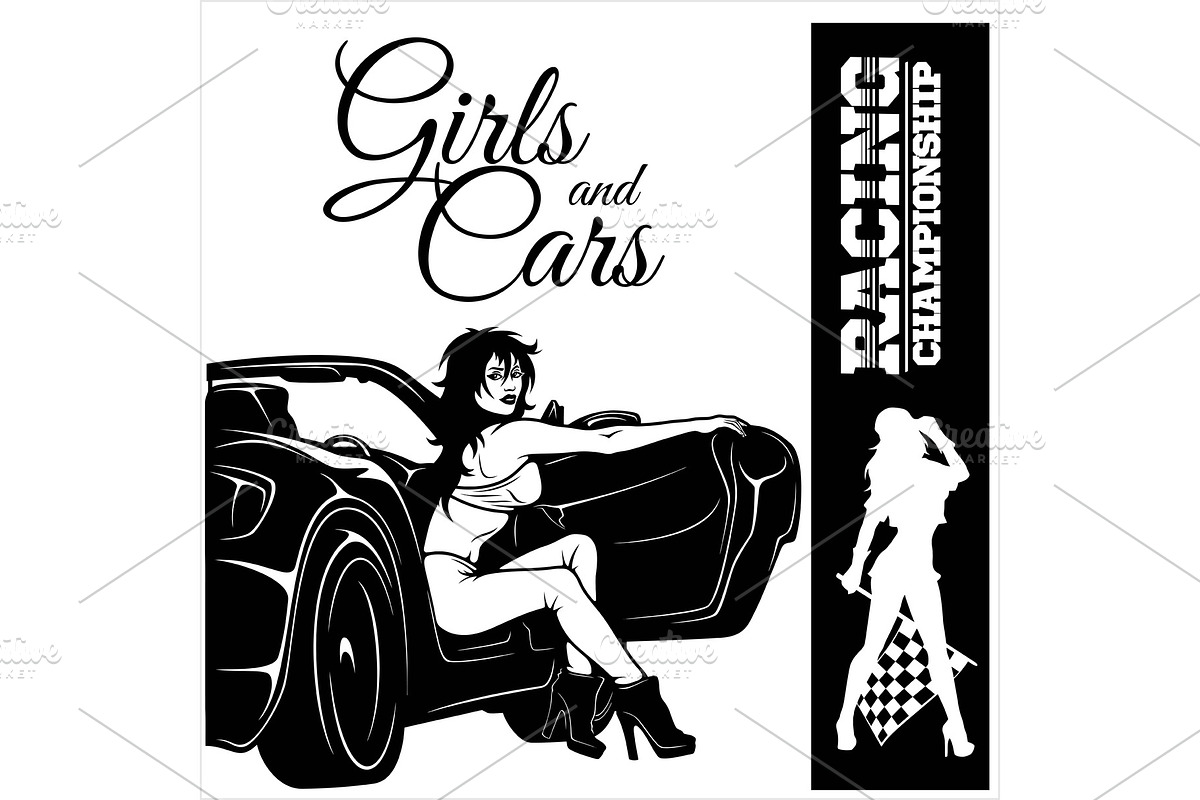 Street Racing. Sport girl with in Illustrations - product preview 8