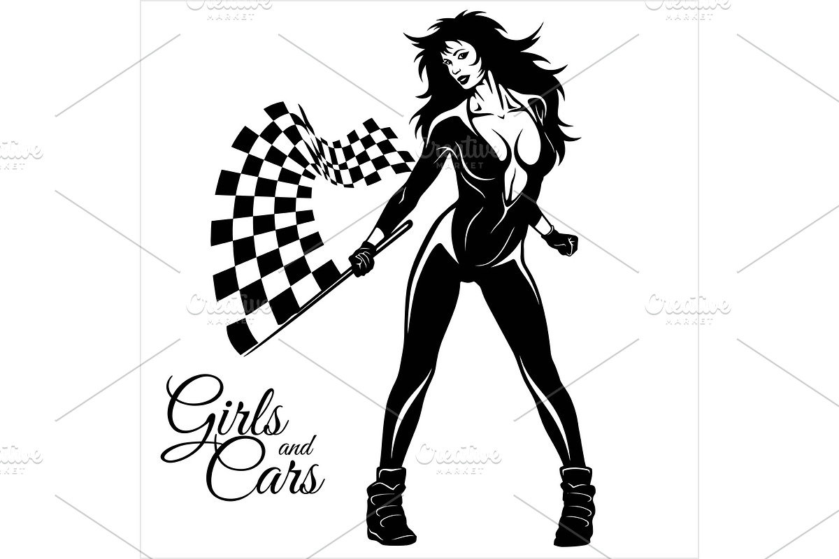 Street Racing. Sexy sport girl with in Illustrations - product preview 8