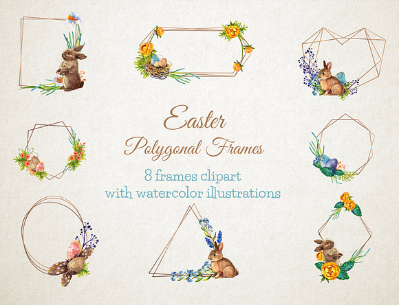 Easter Polygonal Frames  in Illustrations - product preview 3