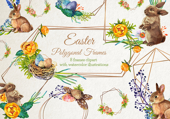 Easter Polygonal Frames  in Illustrations - product preview 7