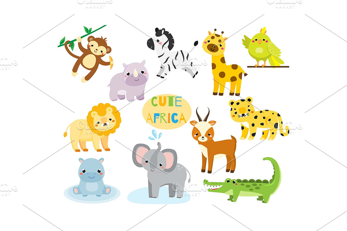 Cute cartoon african animals in Graphics - product preview 8