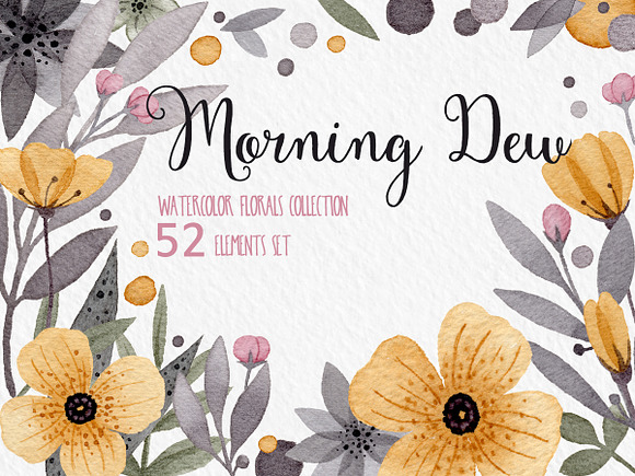 Watercolor Flowers Elements in Illustrations - product preview 2