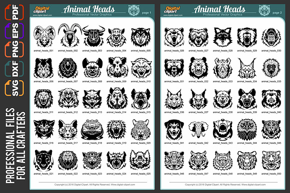 Head Animals - set 50 img in Illustrations - product preview 1