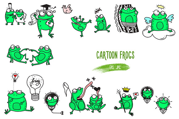 Vector Frogs cartoon big kit in Illustrations - product preview 2