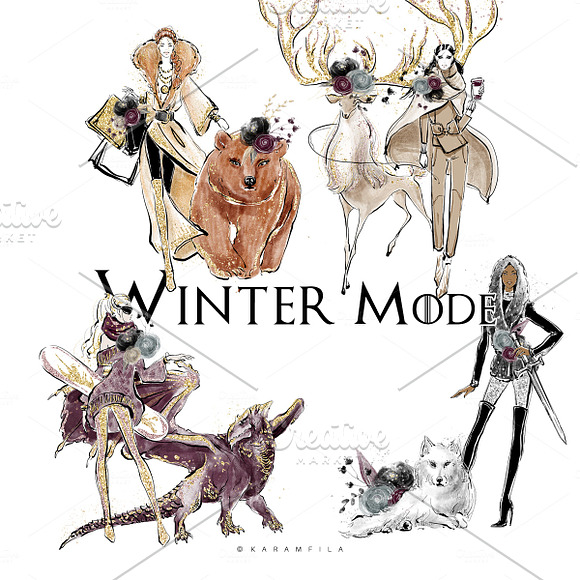 Winter Fashion Clipart in Illustrations - product preview 1