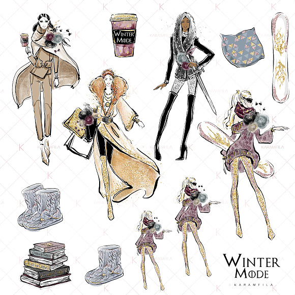 Winter Fashion Clipart in Illustrations - product preview 5