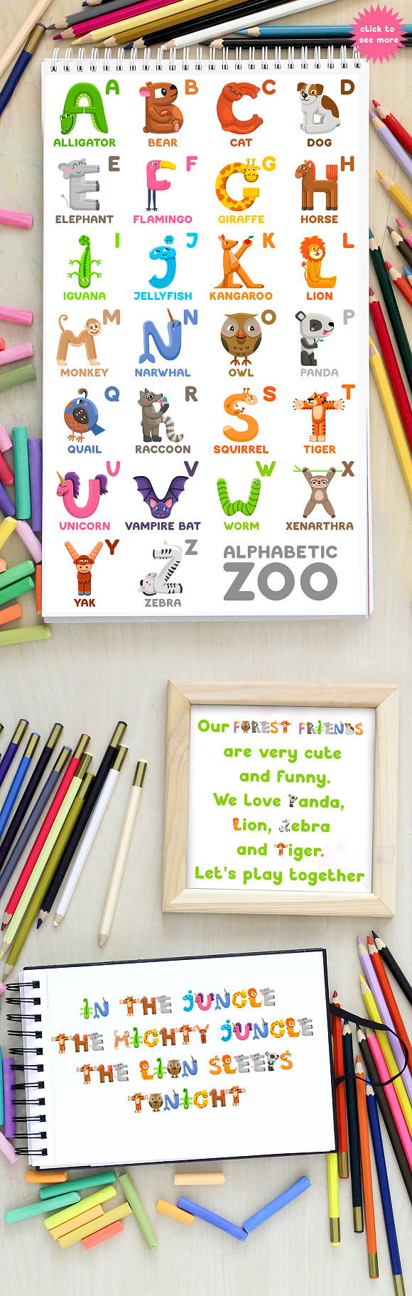Alphabetic ZOO - animal alphabet in Illustrations - product preview 2