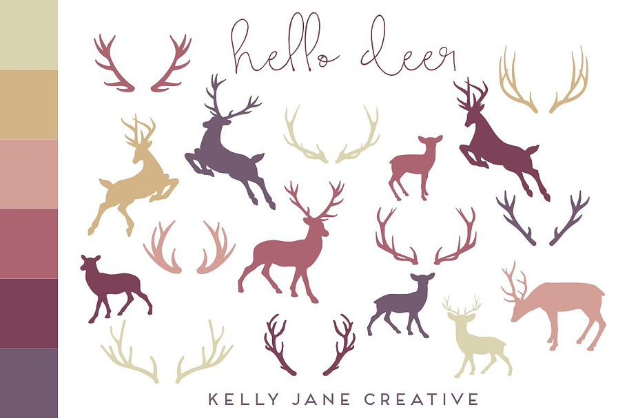 Deer & Antler Silhouettes + Outlines