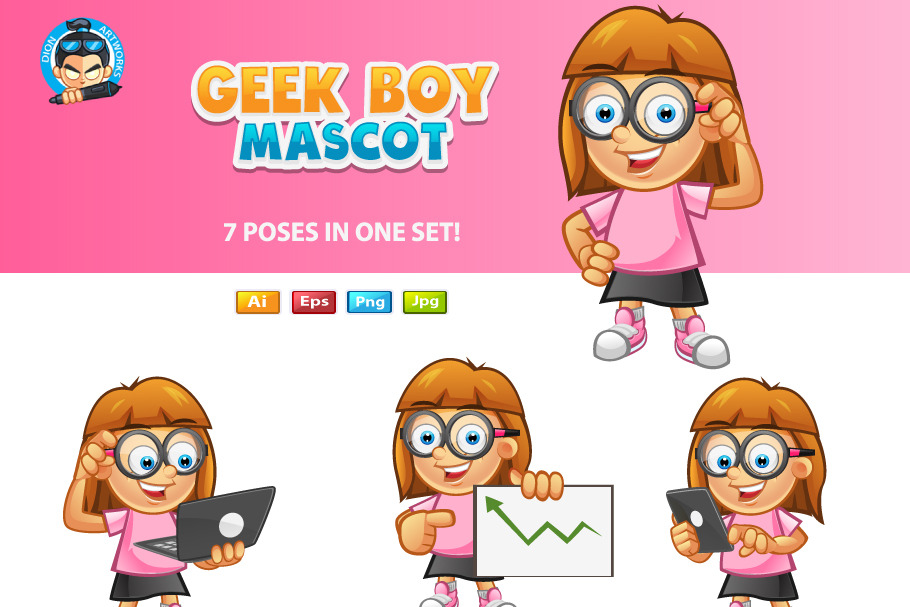 Geek Girl Mascot