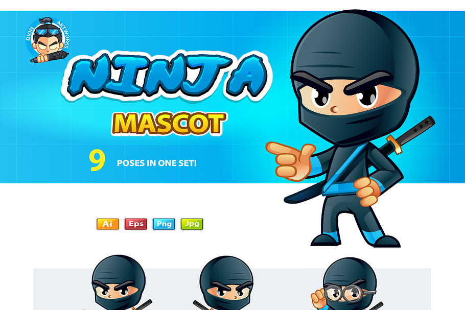 Ninja Mascot in Illustrations - product preview 8