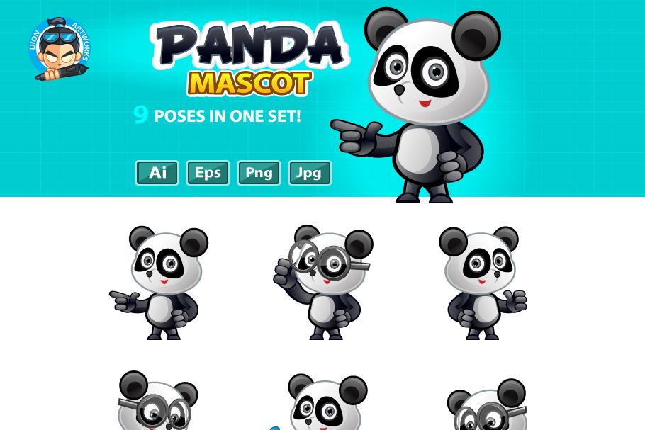 Panda Mascot in Illustrations - product preview 8