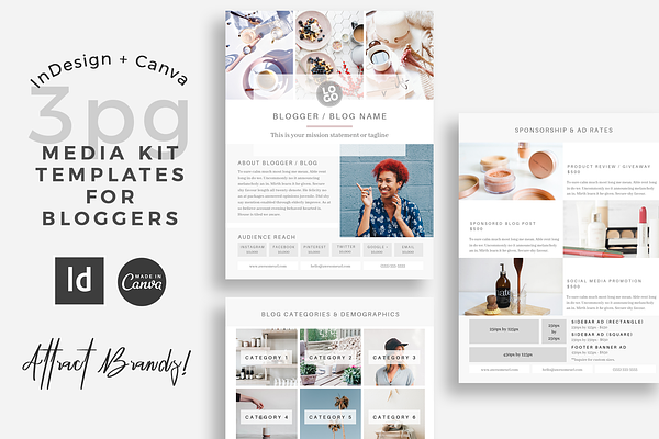 Blogger Media Kit InDesign + Canva