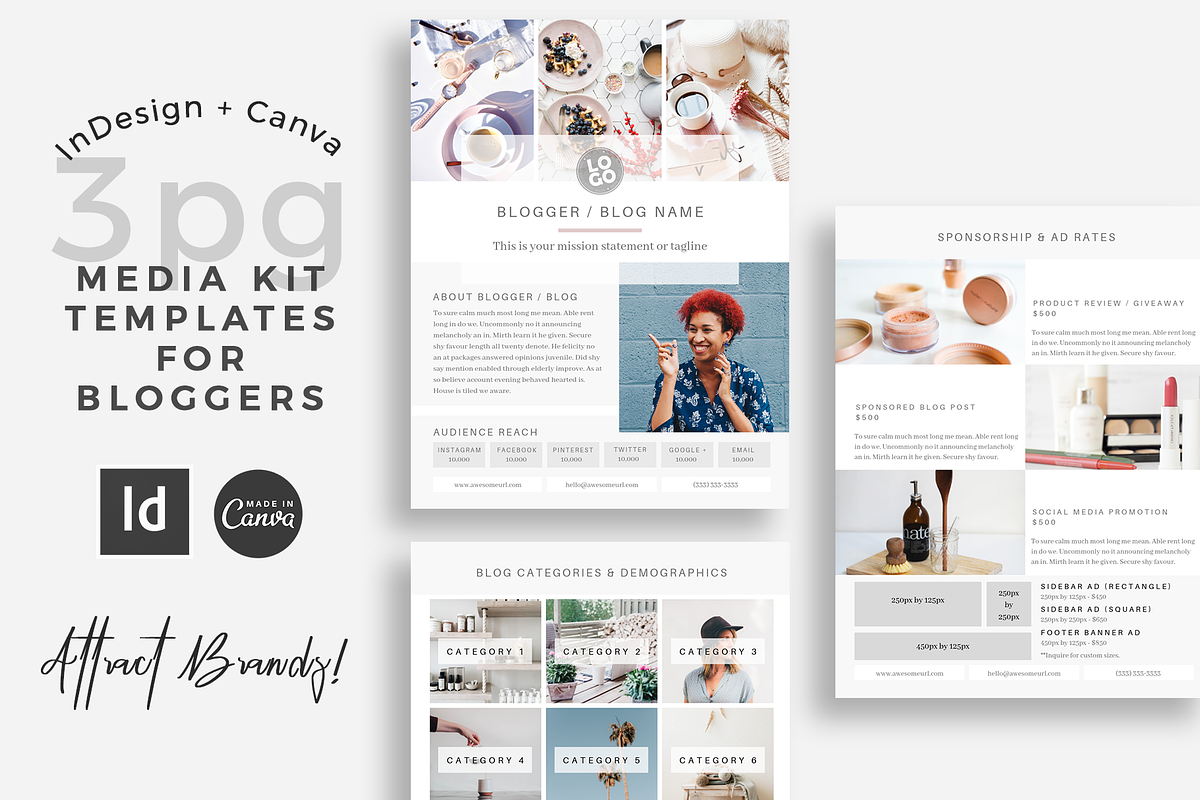 Blogger Media Kit InDesign + Canva in Stationery Templates - product preview 8