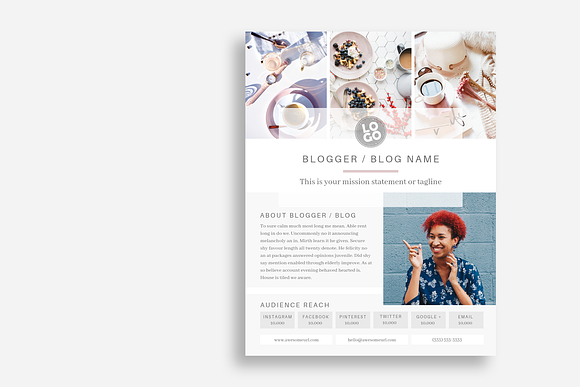 Blogger Media Kit InDesign + Canva in Stationery Templates - product preview 1