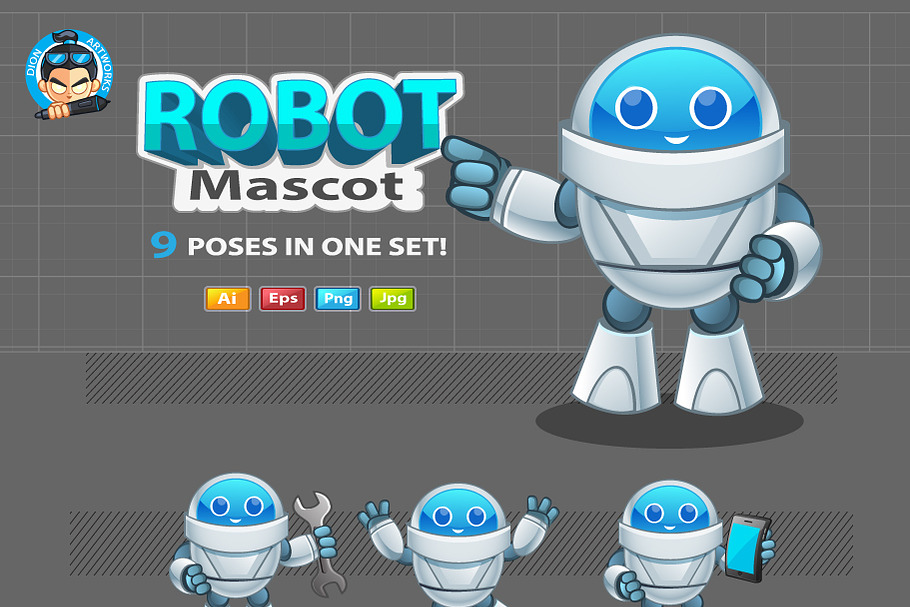 Robot Mascot 2 in Illustrations - product preview 8